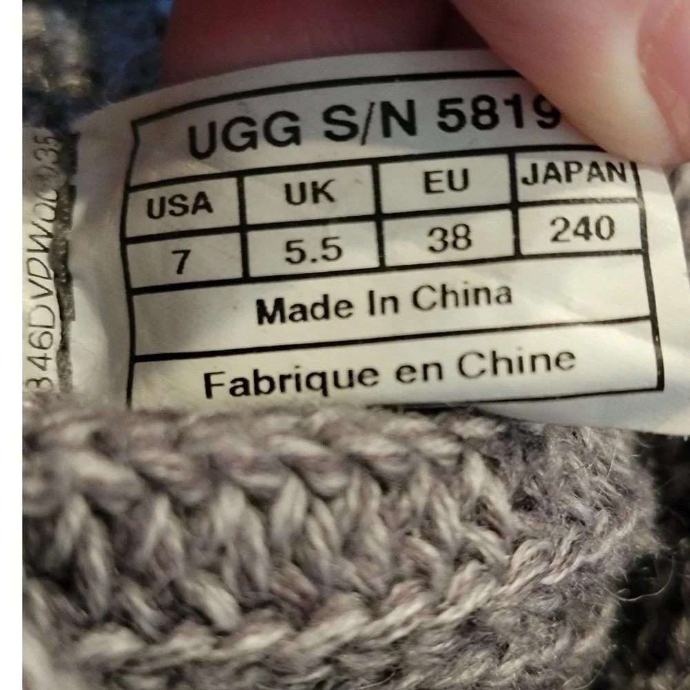 UGG Australia Cardy Grey Knit Tall Button Boots 5819 Womens‎ Size 7